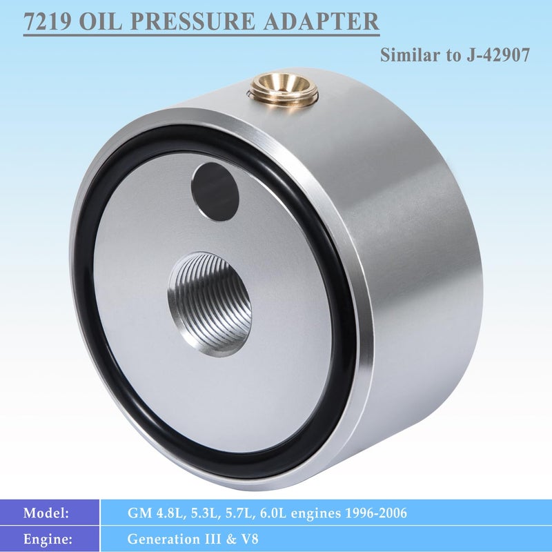 Bonbo 7219 Oil Pressure Adapter & EN-47971 Oil Pressure Gauge Adapter Kit for GM 4.8L, 5.3L, 5.7L, 6.0L Engines 1996-2006 Works on Generation III, IV, V, V8 Engines - Image 3